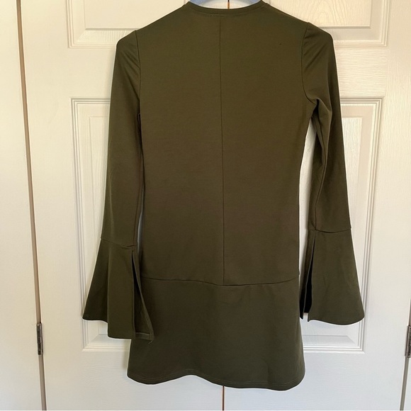Zara Trafaluc Green Belle Long Sleeve Flowy Dress Size S - Picture 6 of 8